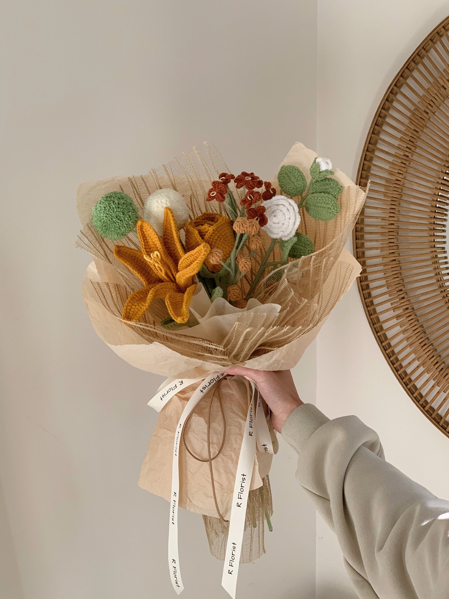 Sunset Lily Crochet Bouquet| preserved flower