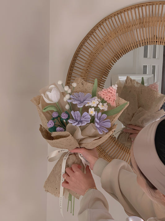 Purple Daisy Crochet Bouquet| preserved flower