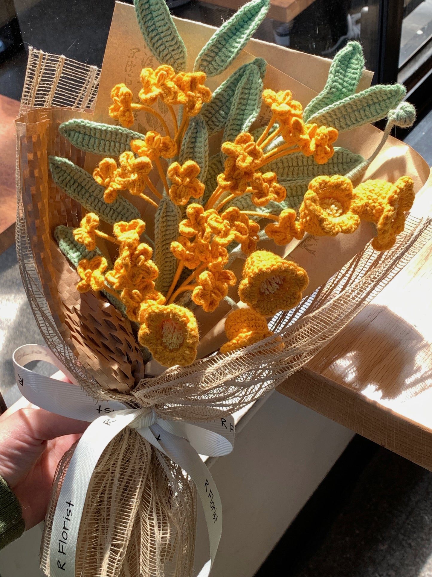 Golden Lily Crochet Bouquet| Housewarming preserved present