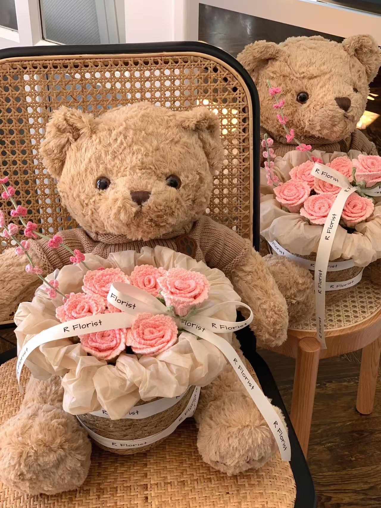 Pink Roses Teddybear Crochet Bouquet| Eternal gift idea