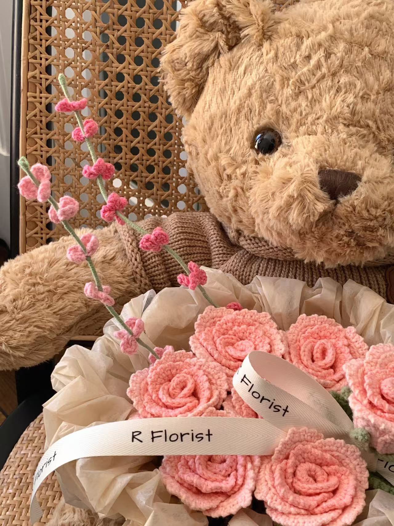Pink Roses Teddybear Crochet Bouquet| Eternal gift idea