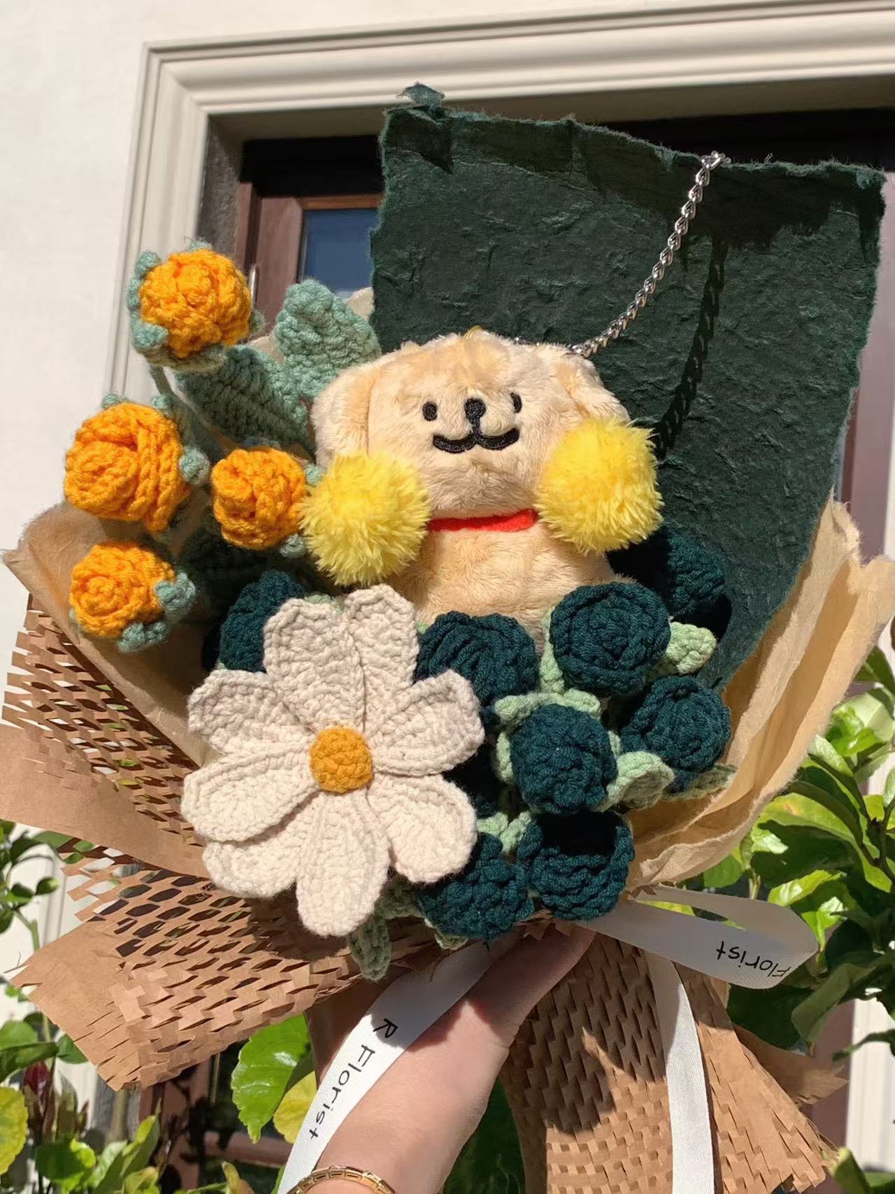 Cheerful doll Crochet Bouquet| Preserved Flower| Graduation| Friend's gift
