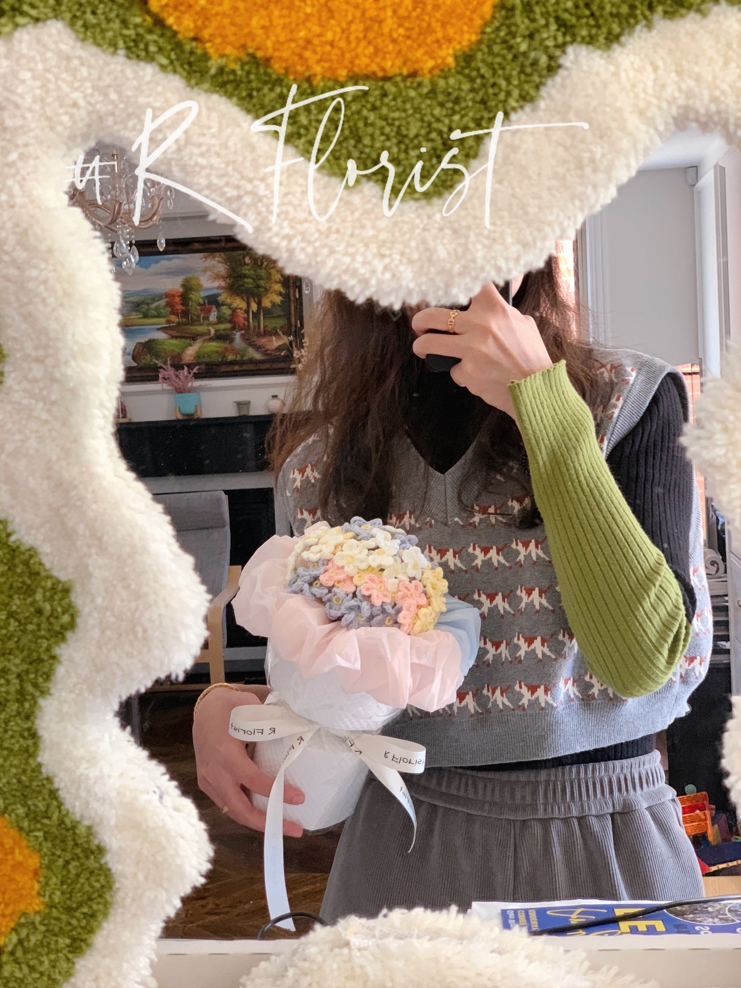 mini Multicolor Crochet Bouquet| preserved flower present