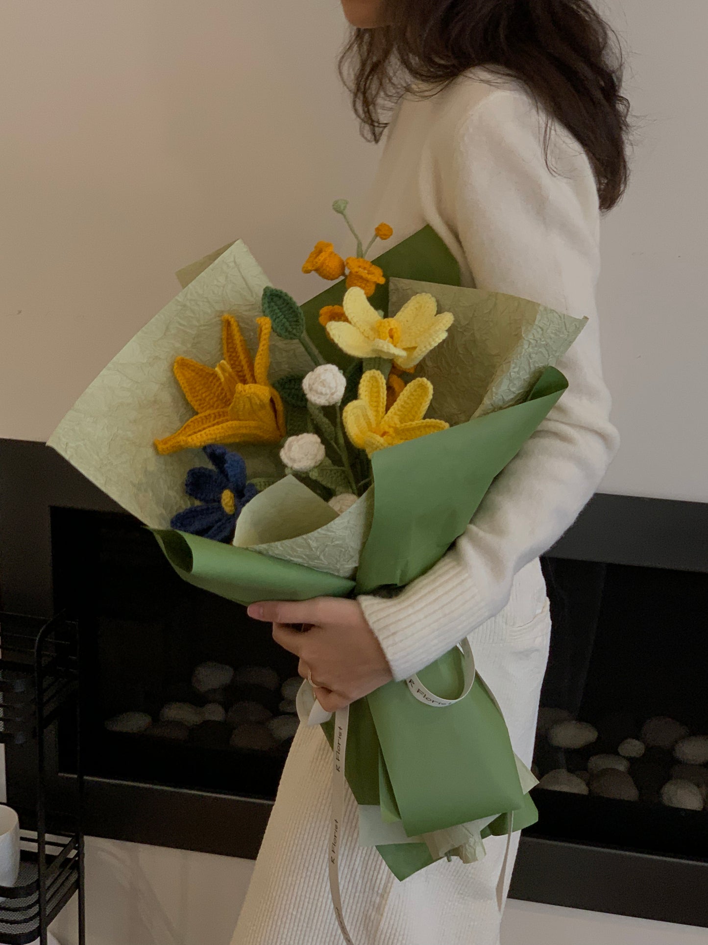 Retro Lily Daisy Crochet Bouquet| Preserved Flower